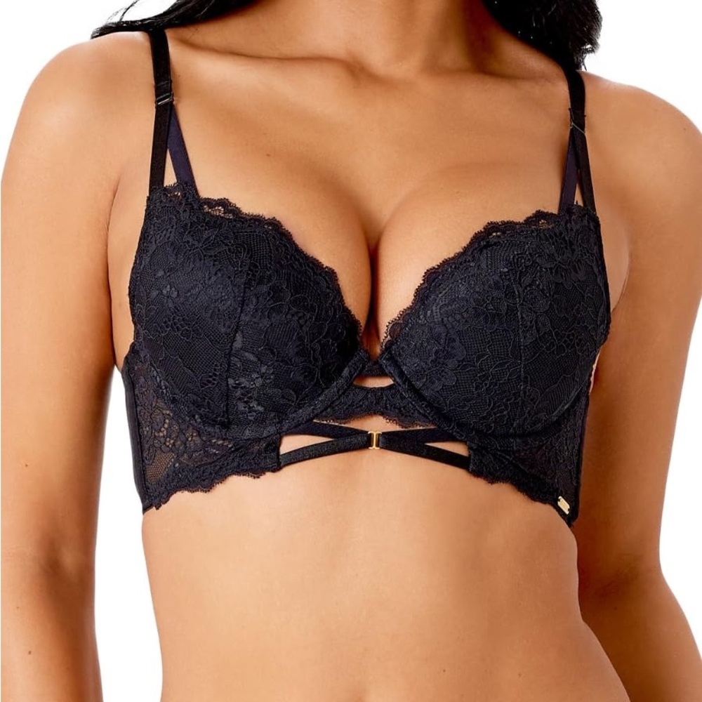 bebe Black Lace Strappy Bra